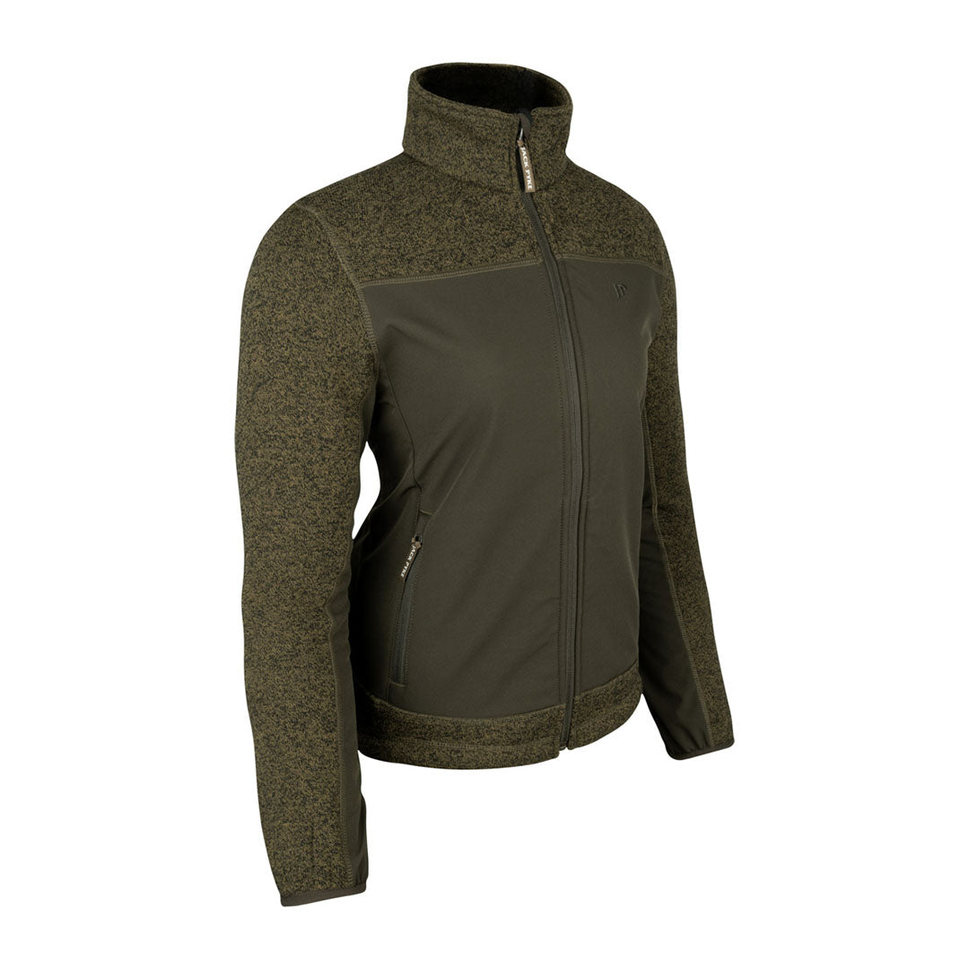 Olive green patterned fleece jacket from Jack Pyke Ladies Hybrid collection