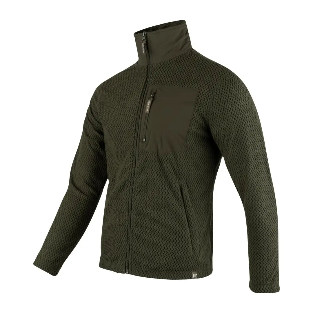 Dark green Jack Pyke Lightweight Z Fleece Jacket with high collar and zip pocket