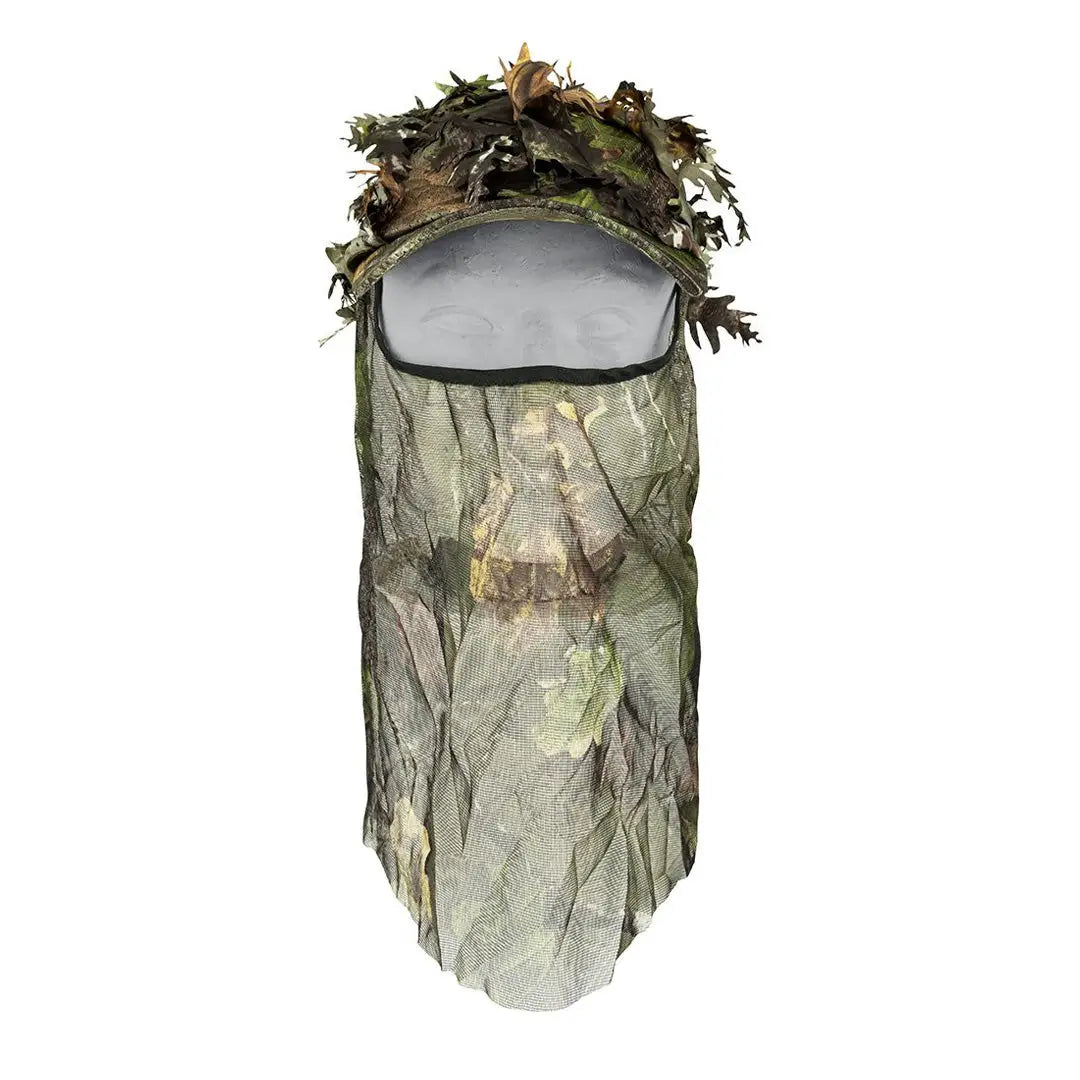 Jack Pyke LLCS camo cap with leafy top and mesh veil for stealthy outdoor adventures