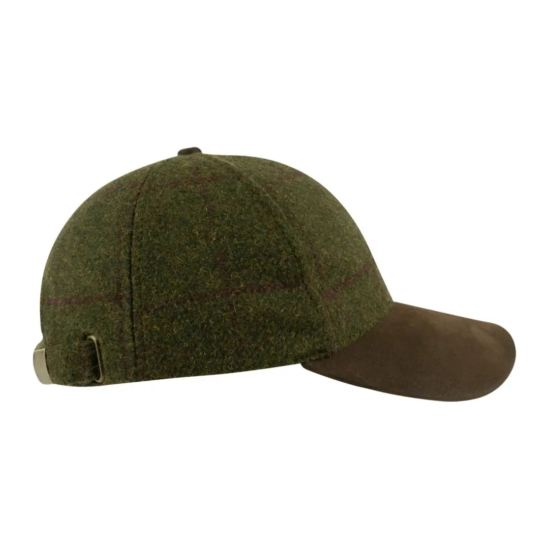 Green Jack Pyke Lowland Tweed Baseball Hat with brown brim for a stylish outdoor look