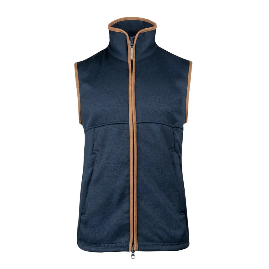 Navy blue sleeveless vest with brown trim, perfect Jack Pyke Melange Fleece Gilet