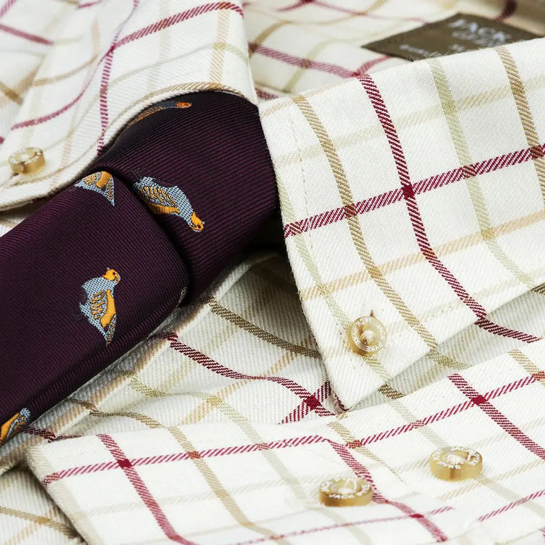 Plaid button-down shirt paired with a purple tie from Jack Pyke Countryman Long Sleeved Shirt