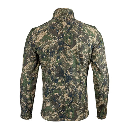 Camouflage long-sleeved Jack Pyke windproof softshell jacket with a high collar