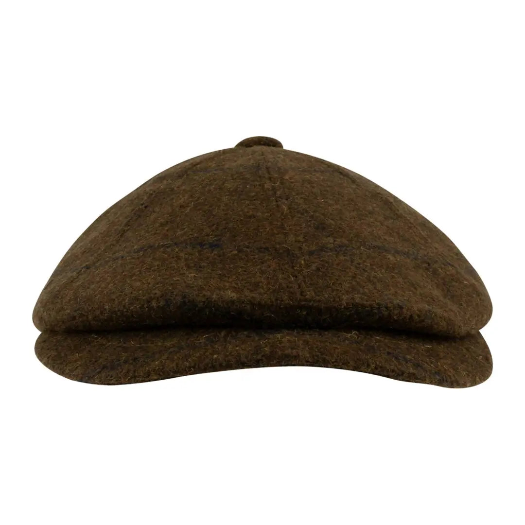 Brown flat cap with short brim, perfect for style lovers, featuring Jack Pyke Newsboy design