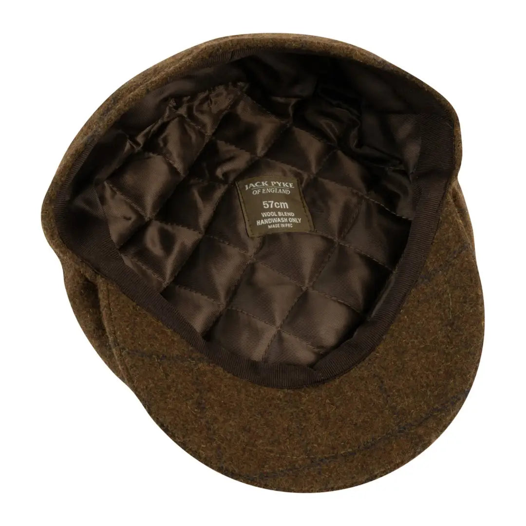 Brown tweed Jack Pyke Newsboy cap with cozy quilted lining for style and comfort