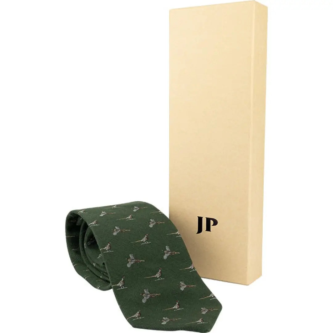 Dark green Jack Pyke silk tie featuring a stylish pheasant pattern