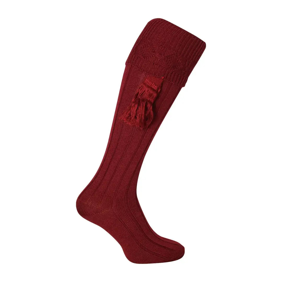 Burgundy knee-high socks with tassels from Jack Pyke Plain Shooters Socks collection