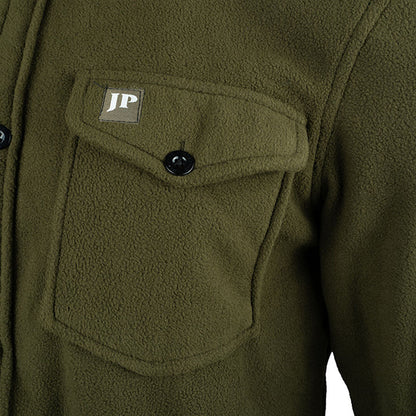 Olive green pocket detail on Jack Pyke Polar Fleece Shirt for outdoor comfort