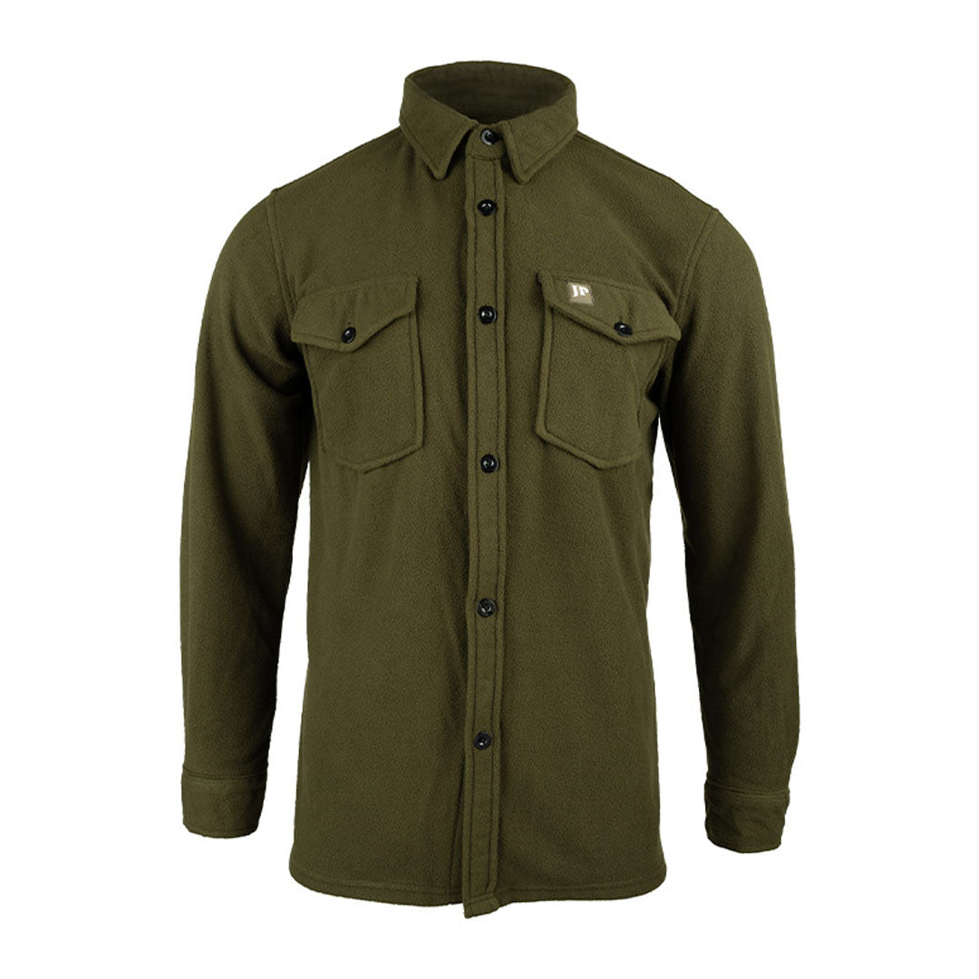 Olive green button-down shirt from Jack Pyke Polar Fleece, perfect for outdoor adventures