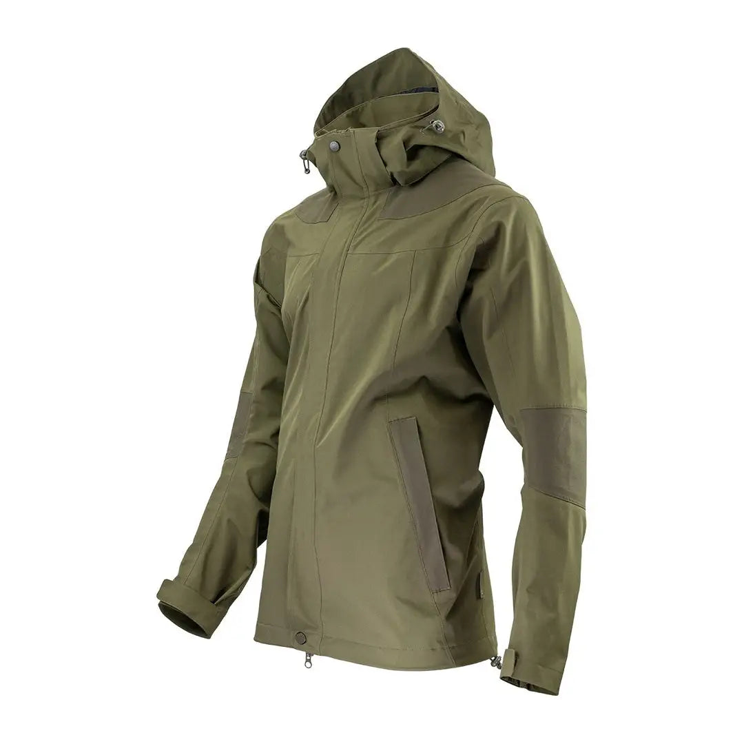 Olive green Jack Pyke Pro-Lite Hunters Jacket with zippered pockets and waterproof design