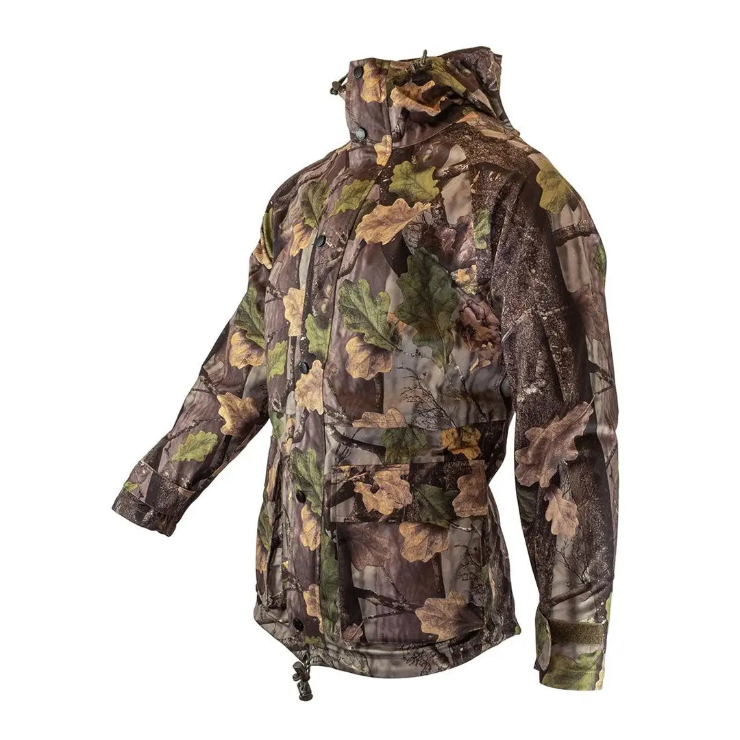 Camouflage Jack Pyke Rannock Waterproof Hunting Jacket with pockets and high collar