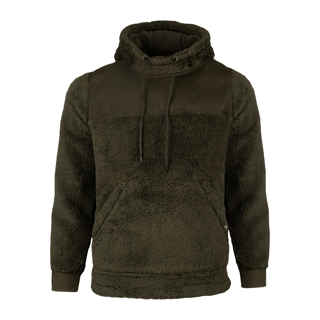 Olive green Jack Pyke Sherpa fleece hoodie for cozy warmth and outdoor adventures