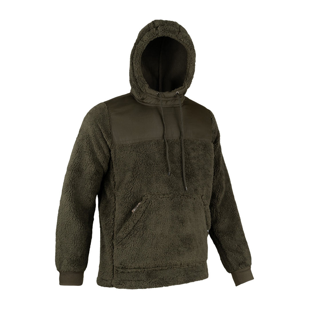 Olive green Jack Pyke Sherpa Fleece Hoodie for cozy outdoor adventures