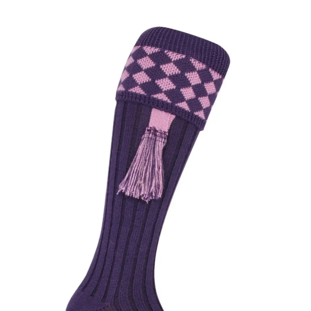 Purple Jack Pyke Shooting Sock with pink diamond pattern and stylish tassel