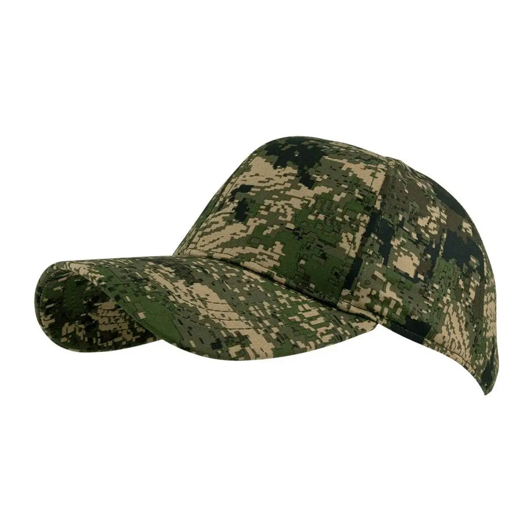 Camouflage baseball cap with digital woodland pattern from Jack Pyke Softshell line