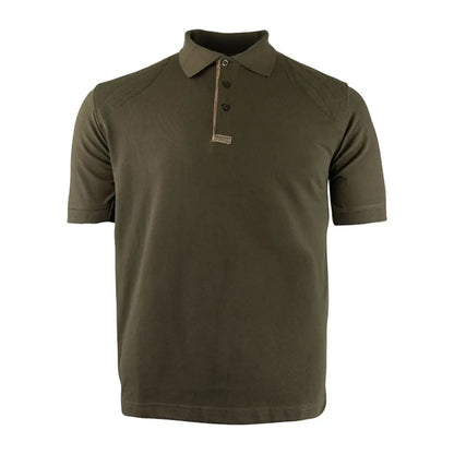 Olive green Jack Pyke Sports Polo Shirt with short sleeves and two-button placket