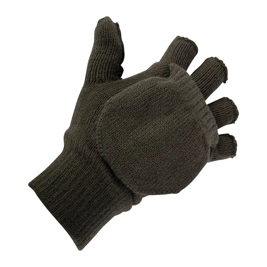 Dark green Jack Pyke palm shooters mitts with mitten flap for fingertip coverage