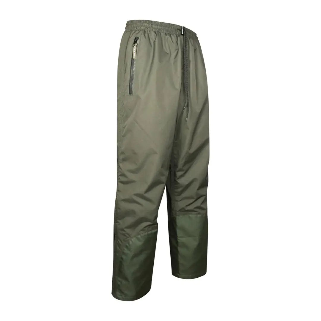 Olive green Jack Pyke Technical Featherlite Trousers, tough taslon nylon, waterproof pockets