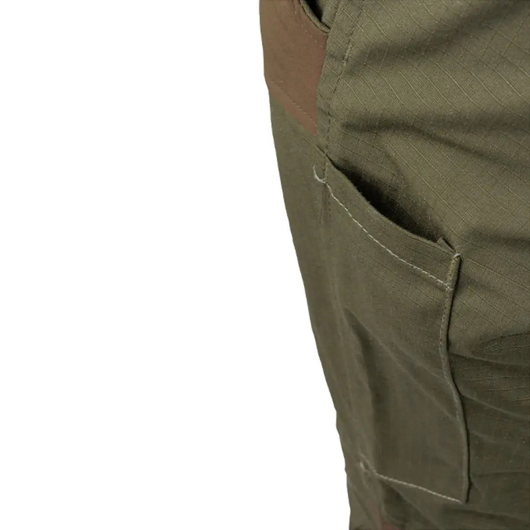 Cargo pocket on Olive Green Jack Pyke Technical Hybrid Trousers for practicality and style