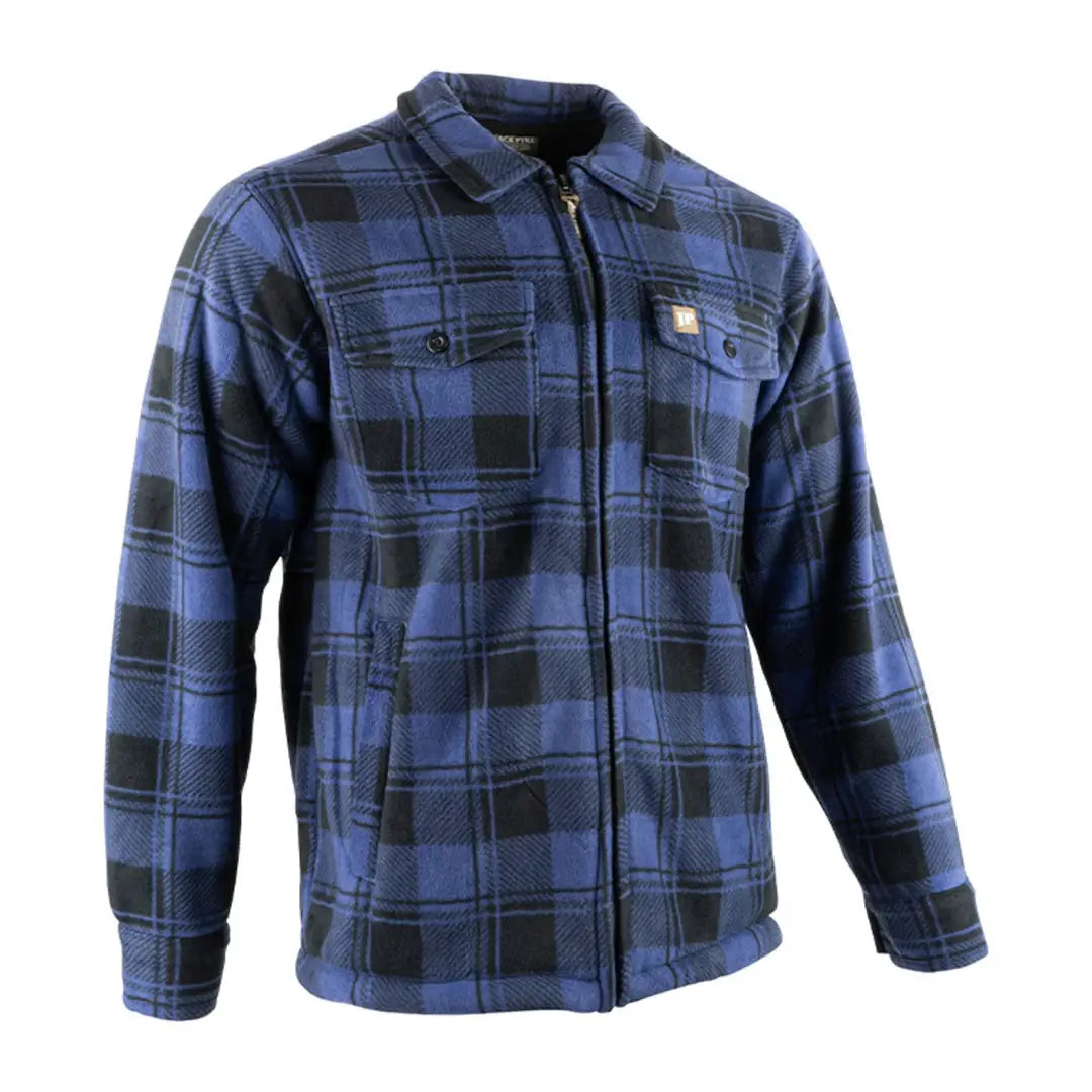 Stylish Blue and Black Plaid Flannel Jacket from the Jack Pyke Tundra Shirt line