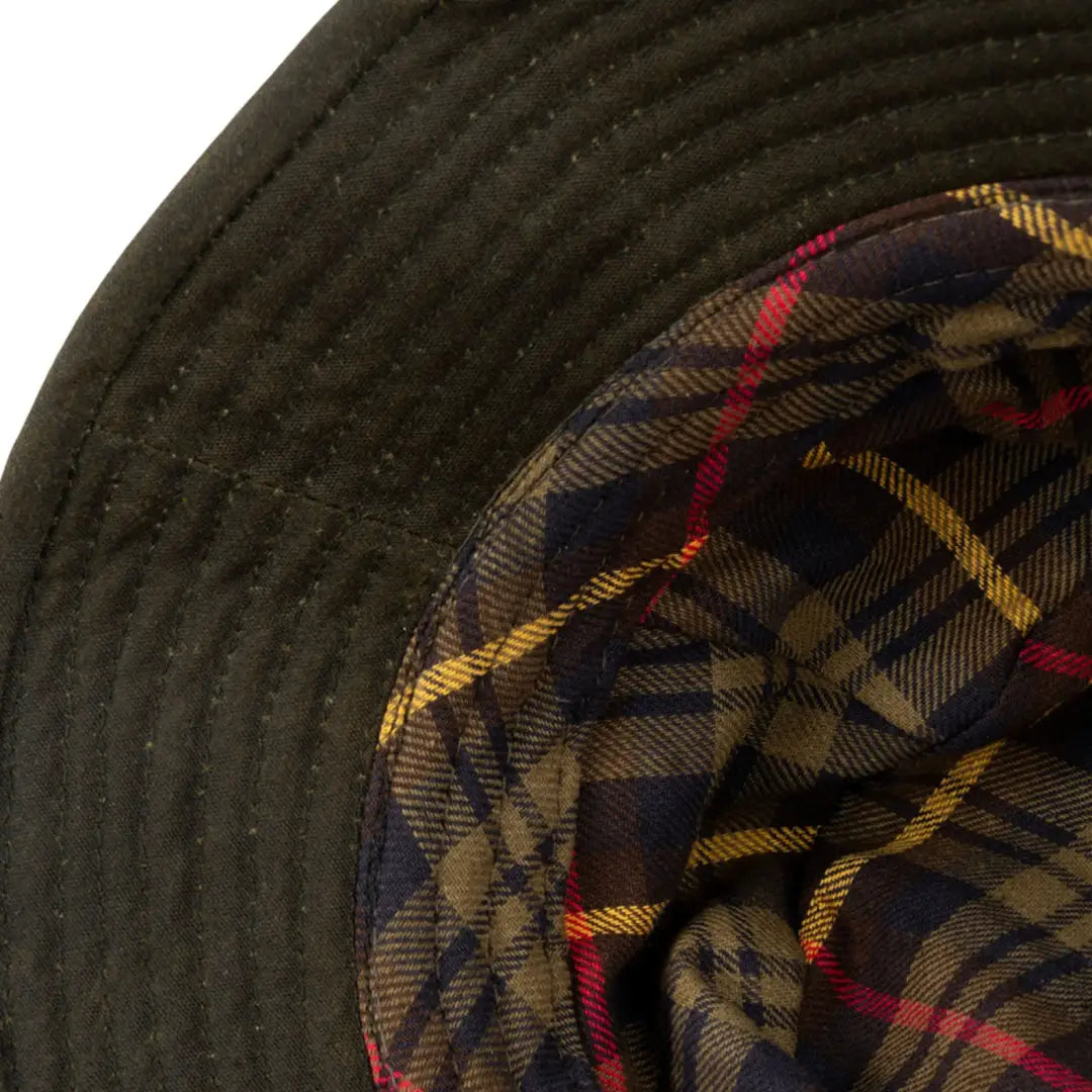 Plaid-lined Jack Pyke Wax Bucket Hat with a wide brim for stylish protection