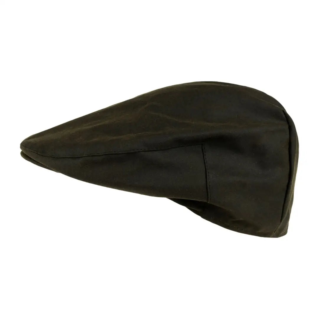 Dark green Jack Pyke Wax Flat Cap with a sleek teardrop shape for stylish outings