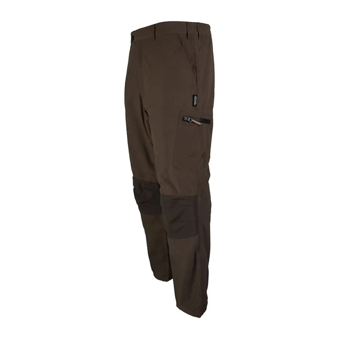 Jack Pyke Weardale Hunting Trousers in brown with reinforced knees and zippered pockets