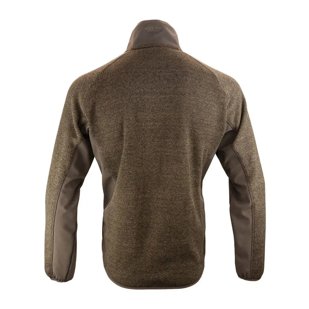 Back view of the Jack Pyke Weardale Knitted Jacket in brown fleece with high collar