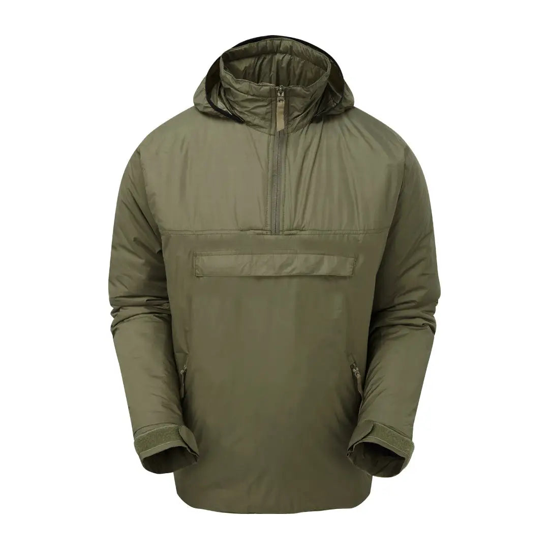 Olive green Keela Belay Smock pullover jacket with pocket and half-zip closure