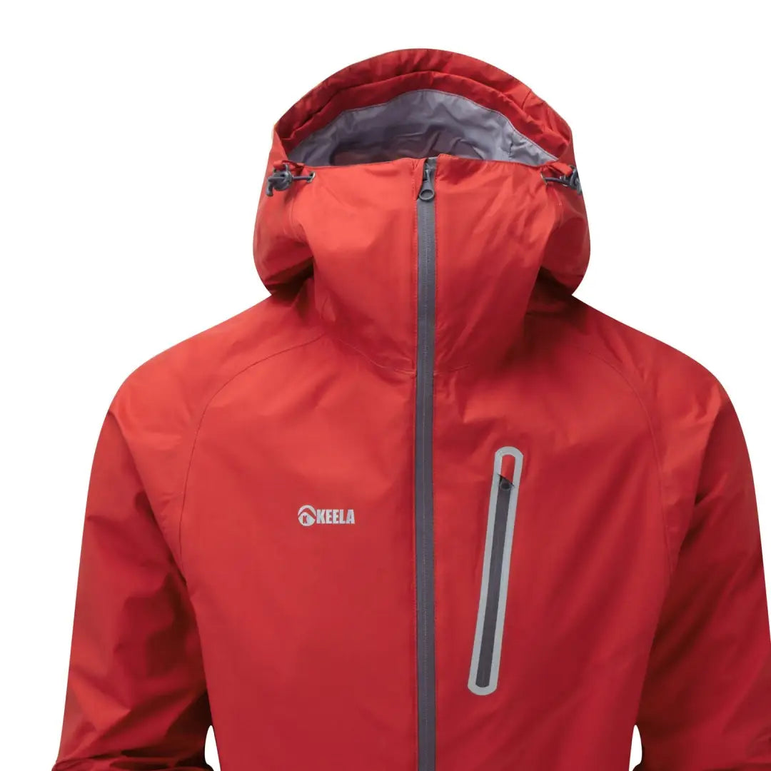 Red waterproof Keela Cairn Jacket with hood, ideal for country clothing and hunting