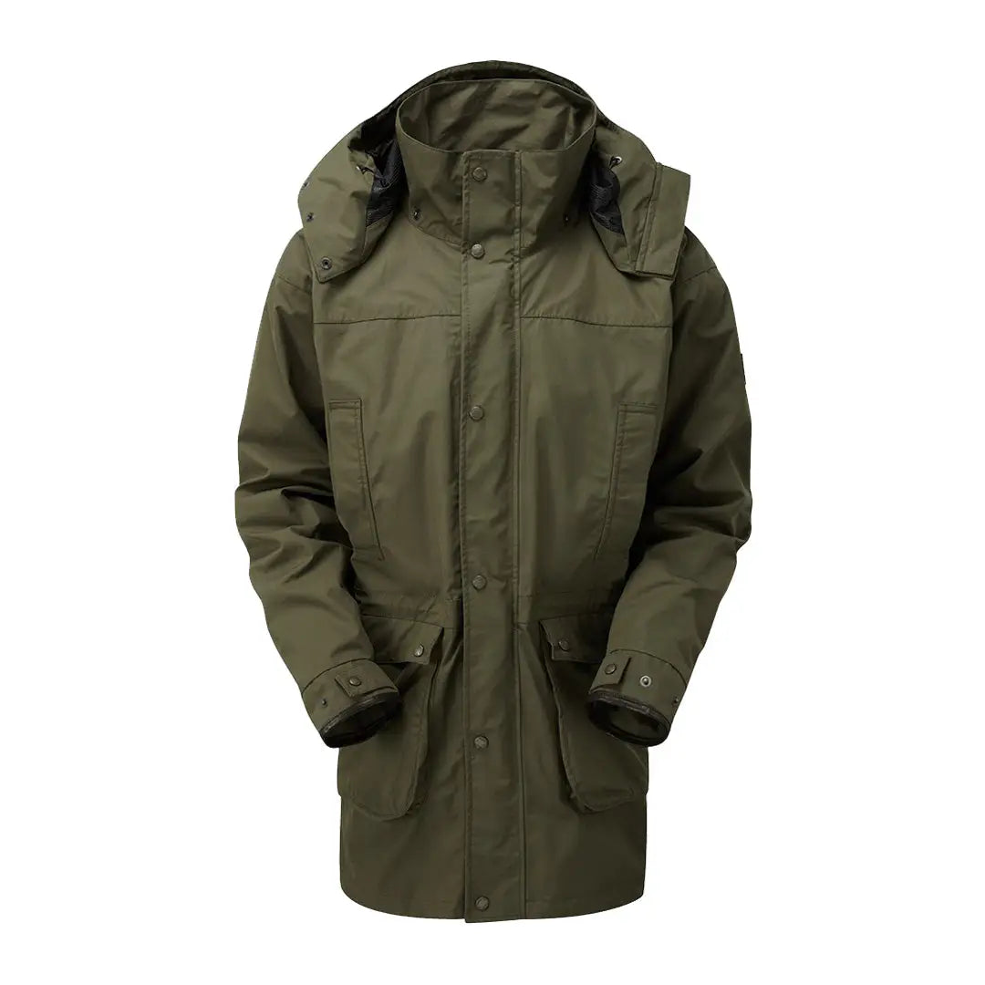 Olive green Keela Falkland Country Jacket with pockets and button closures for winter