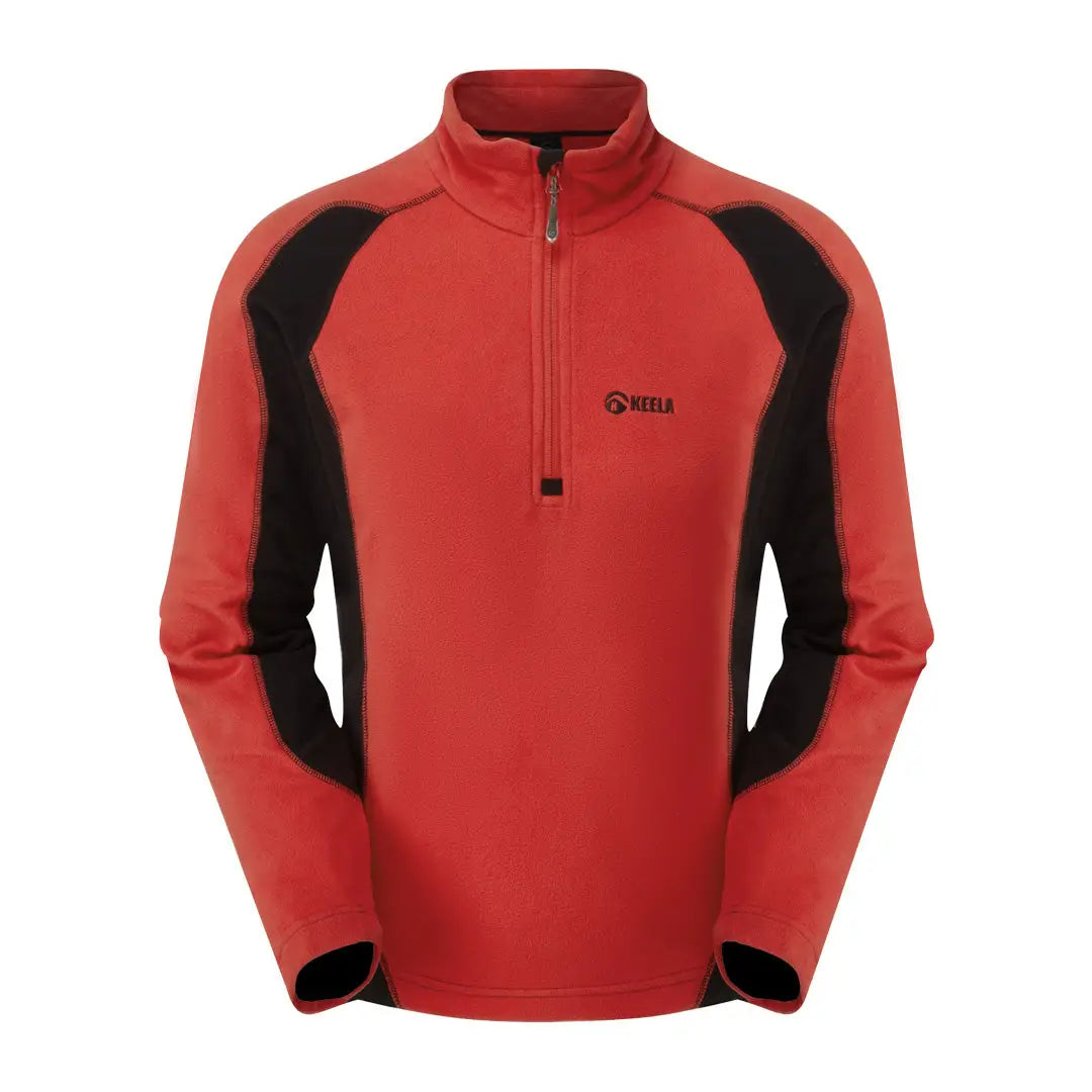 Red and black Keela Micro Pulse Fleece athletic half-zip pullover jacket