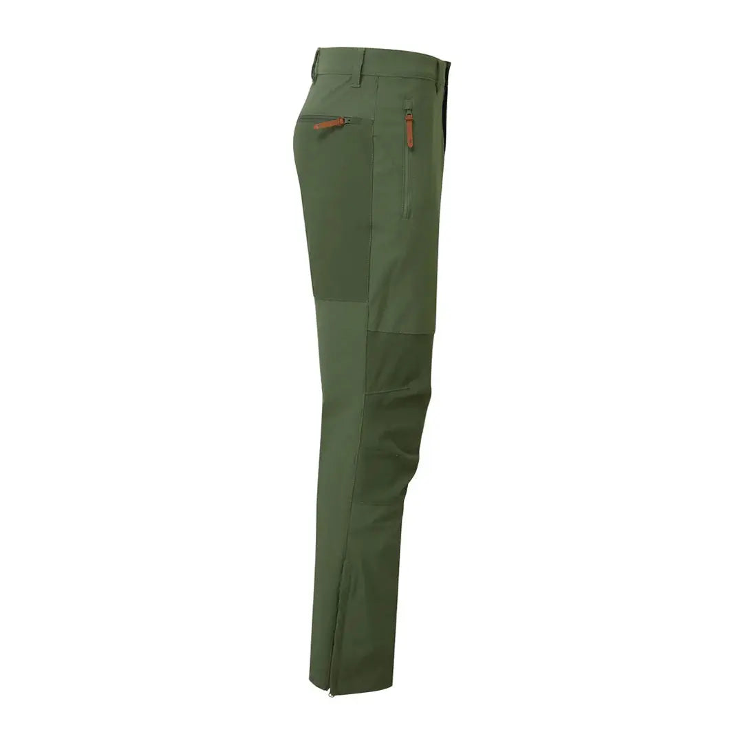 Olive green Keela Nevis Trousers with knee patches and cool pocket trim in Stretch-Tec