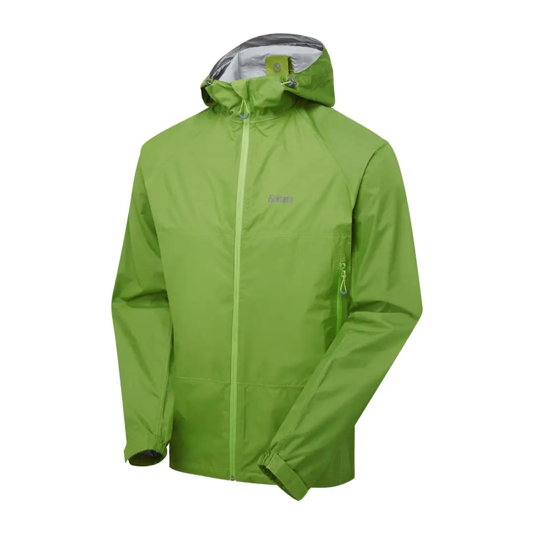 Bright green Keela Paklite Jacket with a full-length zipper and practical features