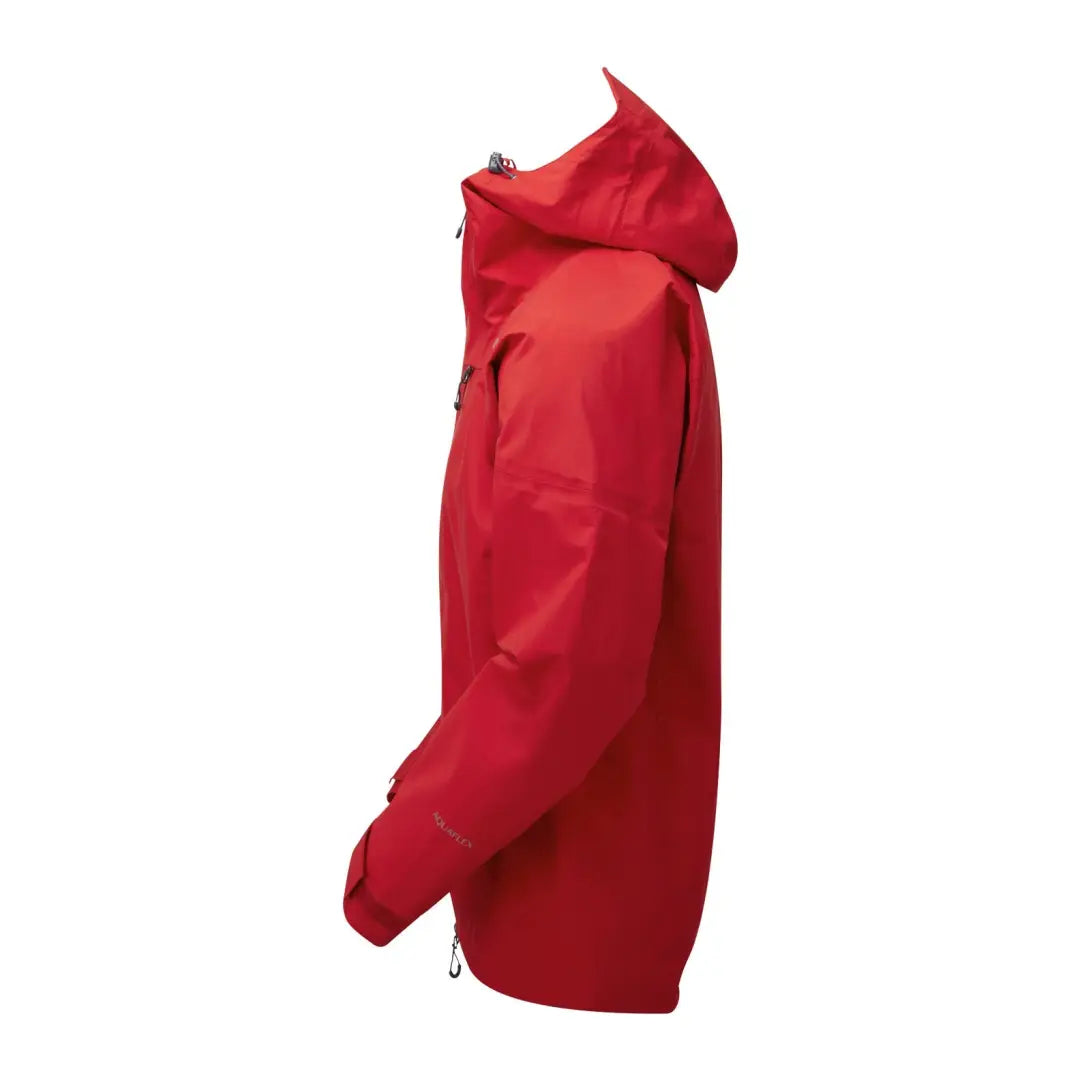 Red hooded Keela Pinnacle Jacket with zipper closure, made from Aquaflex Extreme fabric