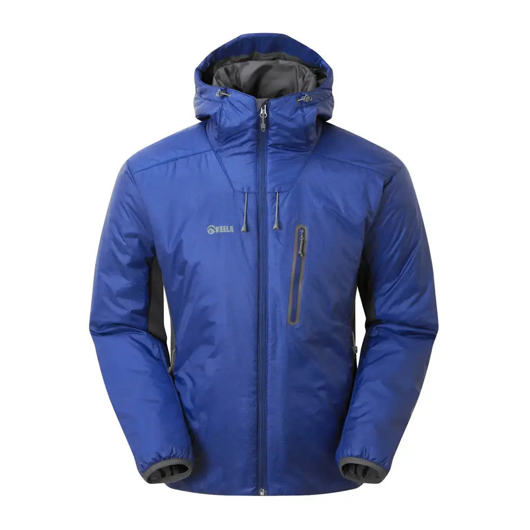 Blue Keela Talus Primaloft Jacket featuring a front zipper and chest pocket perfect for winter