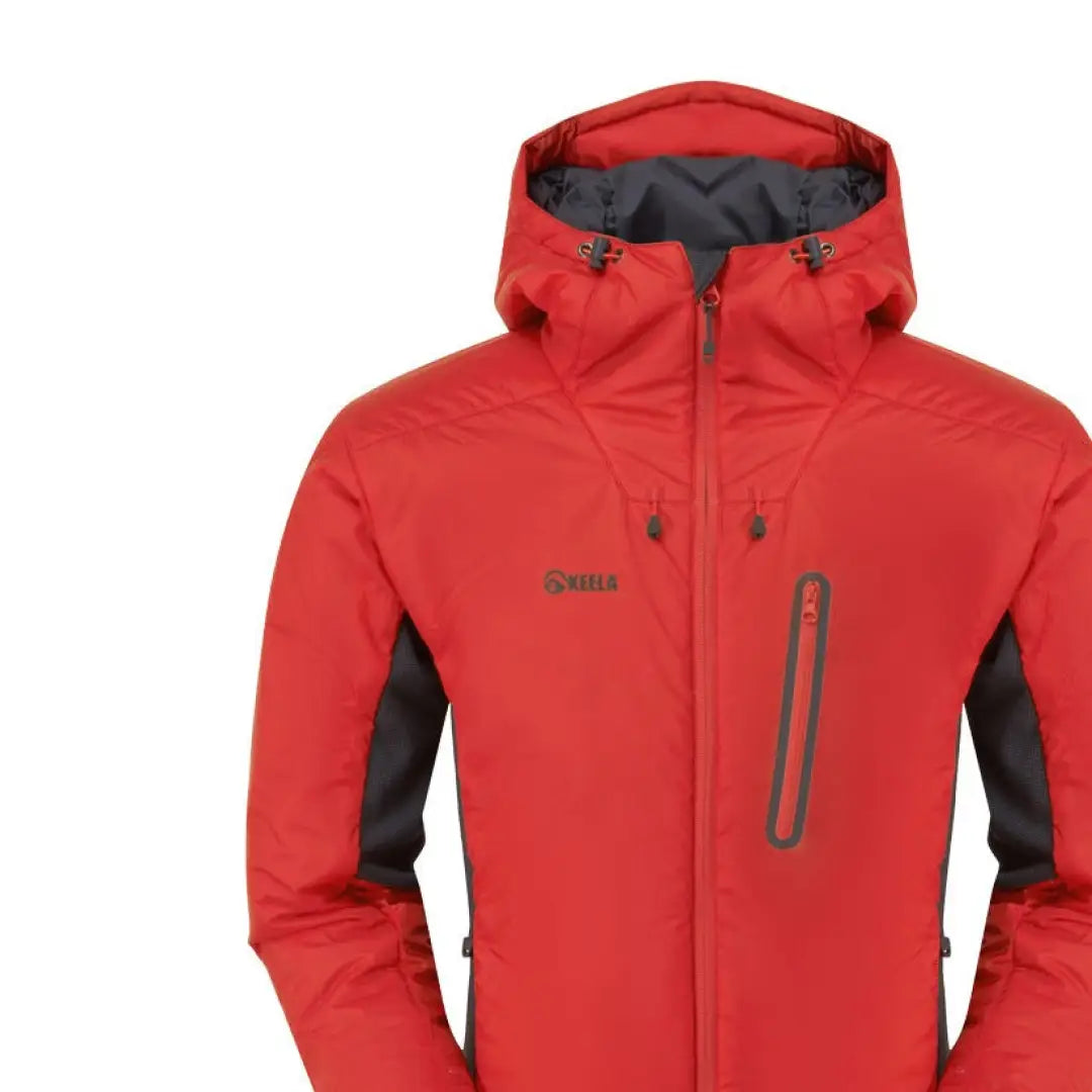 Stylish Red waterproof Keela Talus Primaloft Jacket with hood and zippered pocket