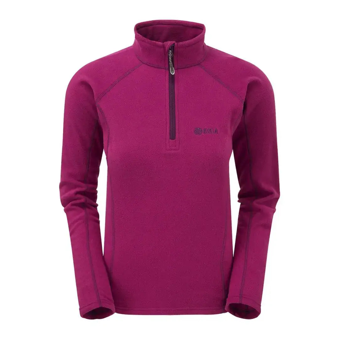 Magenta quarter-zip Micro Pulse Fleece pullover with a cozy high collar