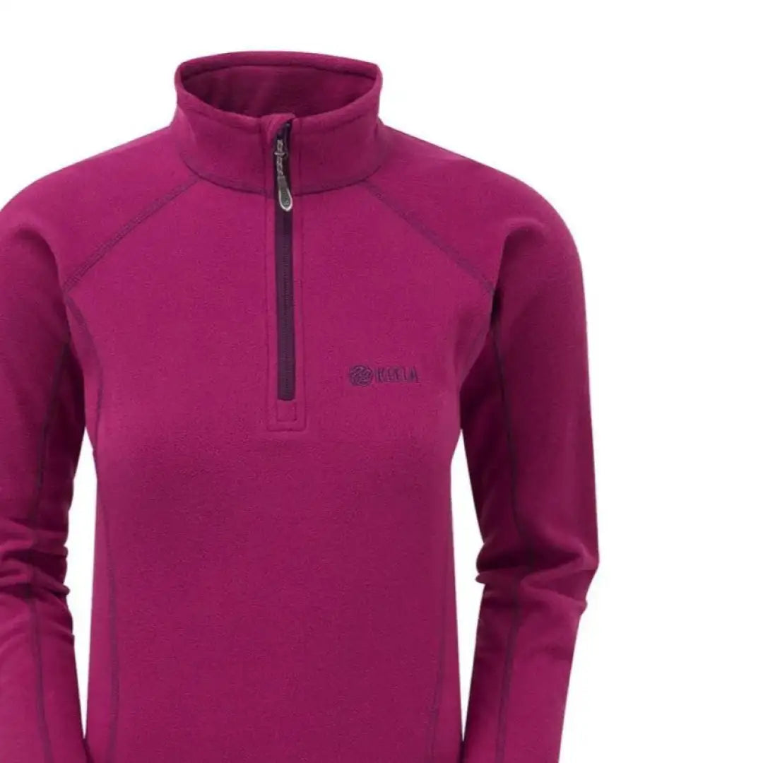 Magenta Keela Womens Micro Pulse Fleece pullover with quarter-zip collar