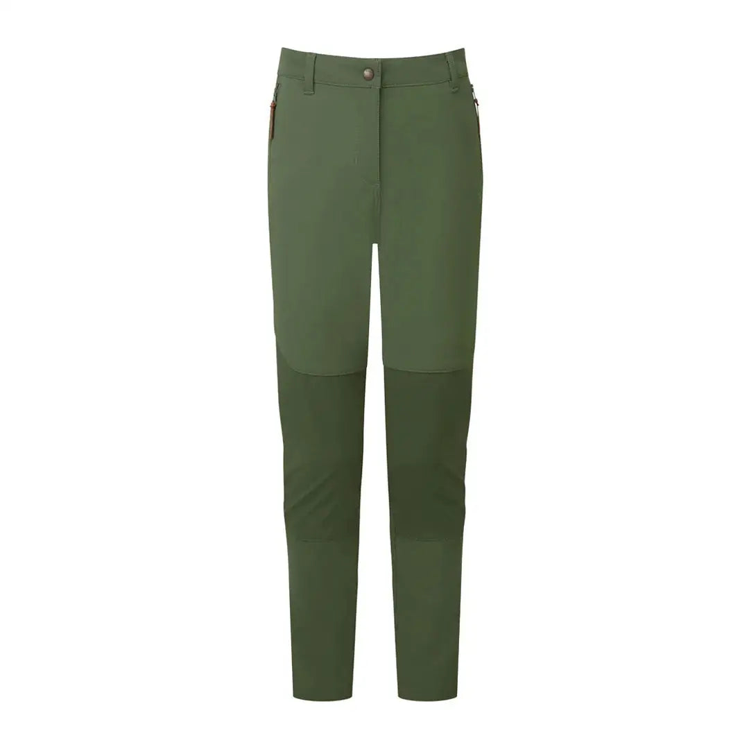 Olive green Keela Womens Nevis Trousers with reinforced knee panels for comfort