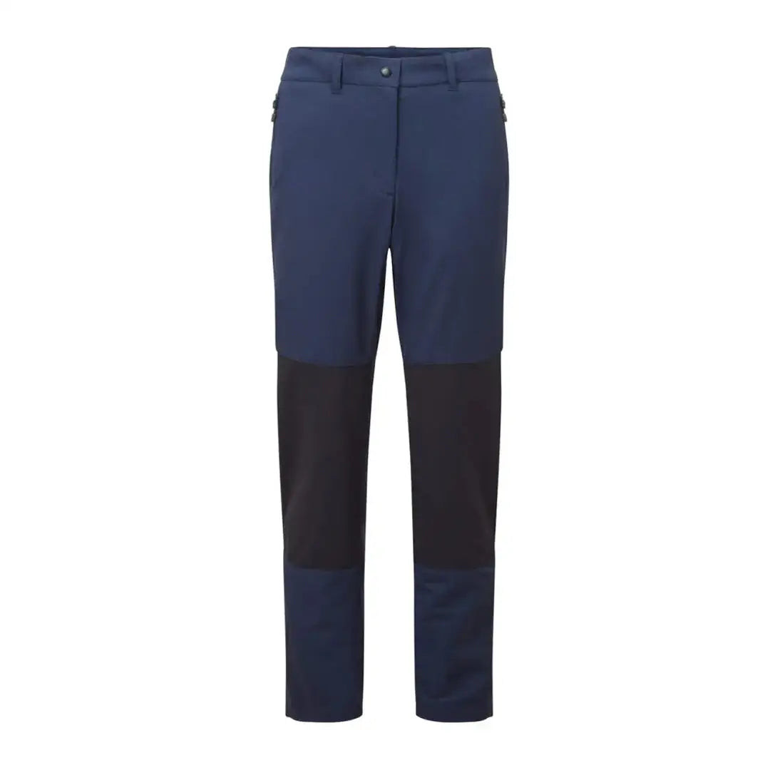 Navy blue Keela Womens Nevis Trousers with sleek black knee patches, super versatile!