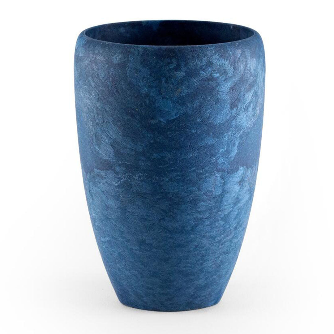 Blue textured vase showcased with Kupilka Cup Coffee Go, perfect for country clothing fans