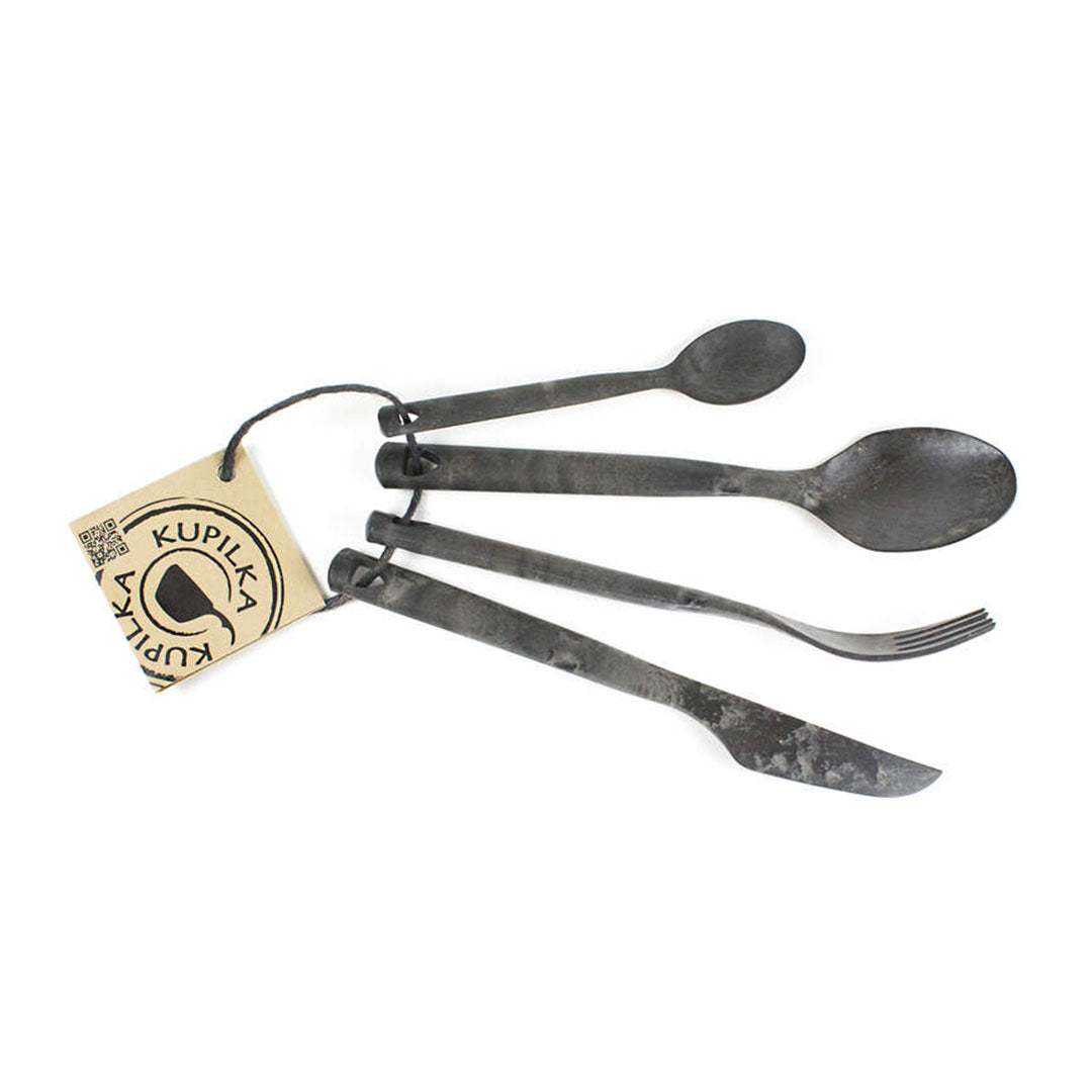 Dark metal Kupilka Cutlery Set for outdoor adventures, camping, and hunting trips