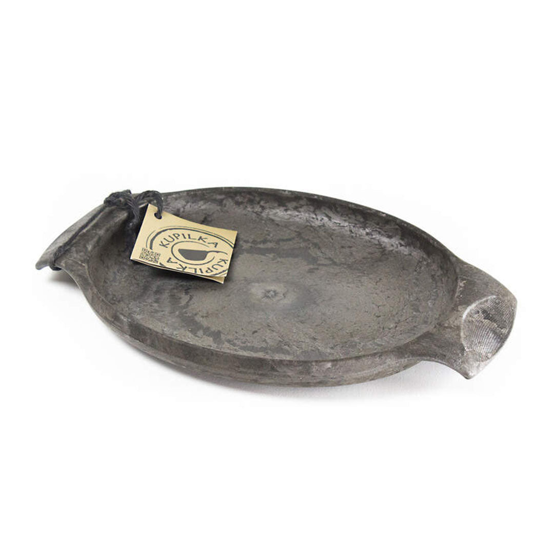 Dark gray oval Kupilka Plate with handles, perfect for serving your favorite dishes