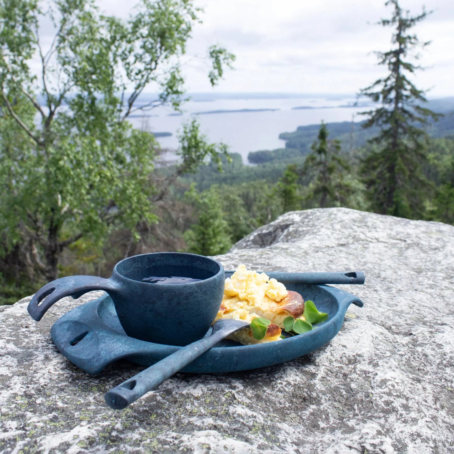 Blue outdoor dining set from Kupilka Premium Gift Set for stylish meals outside