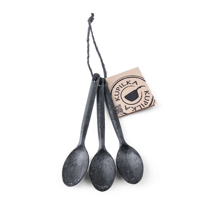 Dark spoons with tag from the Kupilka Teaspoon Set, perfect for any tea lover