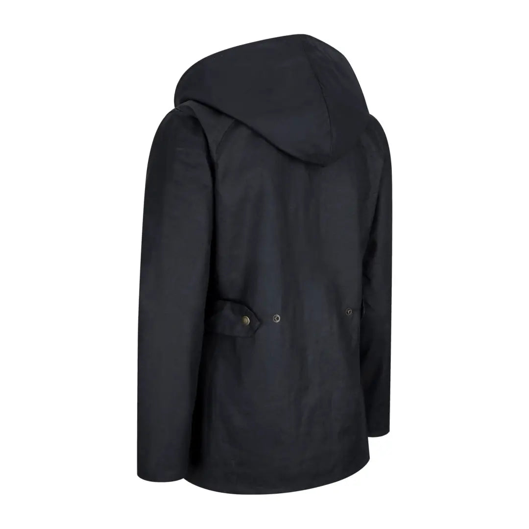 Black hooded winter coat with buttons from the Ladies Antique Wax Jacket collection