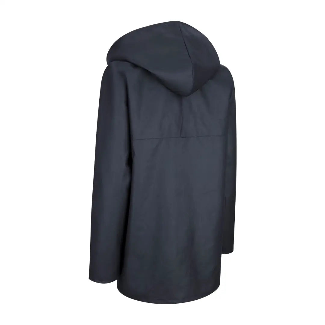 Dark gray hooded coat with long sleeves, perfect for a ladies traditional wax jacket style