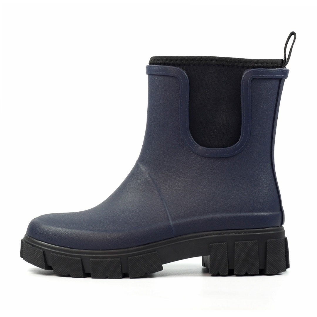 Navy blue Chelsea rain boot from Lazy Dogz, perfect for country clothing and outdoor adventures