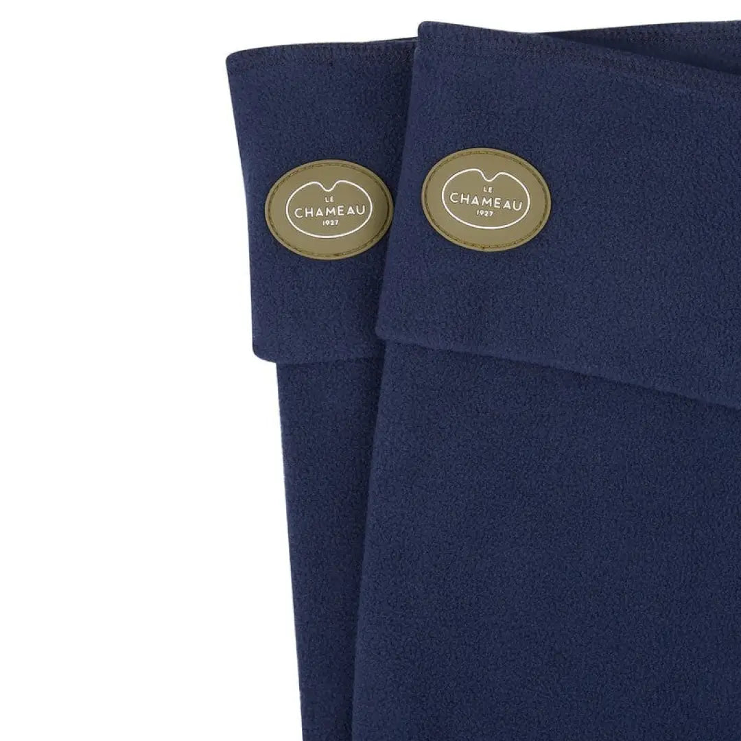 Navy blue fabric with circular labels for Le Chameau Fleece Boot Liners